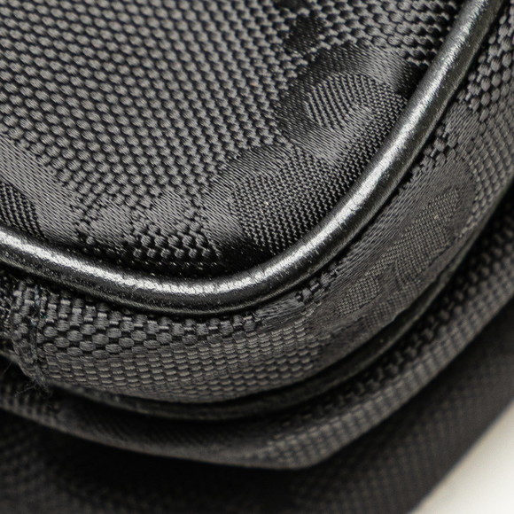 Gucci Black Nylon Leather Grid Bag GG Shoulder Off - Picture 7 of 8